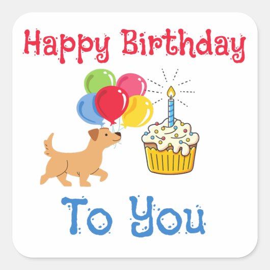 HAPPY BIRTHDAY TO YOU CUTE DOG STICKERS (Vorderseite)