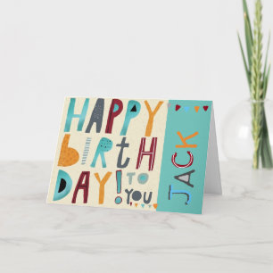 Happy Birthday To You - Funky Girl Boy Dunkelblau Karte