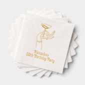 Happy Birthday Toast Raising Champagne Glass Servietten Mit Folie (Insitu (Gestapelt))