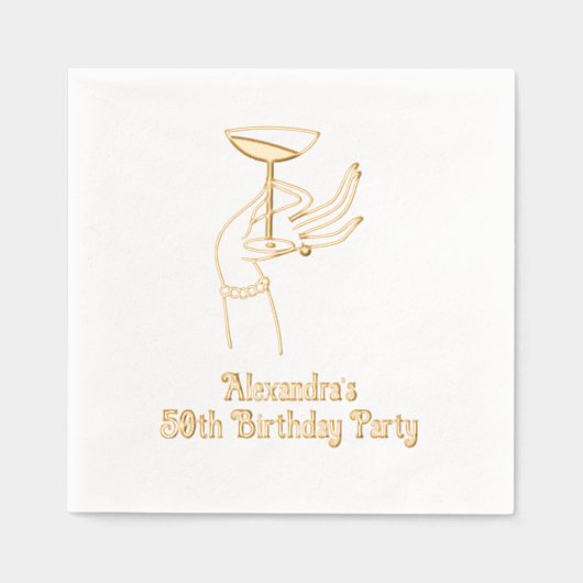 Happy Birthday Toast Raising Champagne Glass Servietten Mit Folie (Vorderseite)