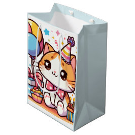 Happy Birthday Toon Kitty Birthday Card Mittlere Geschenktüte