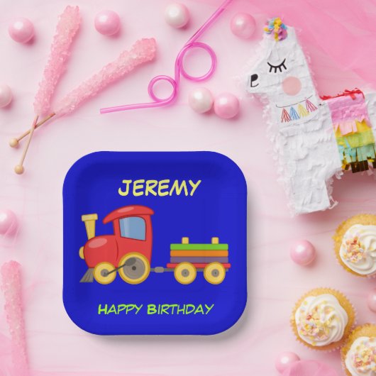 Happy Birthday, Toy Train, template Pappteller (Party)