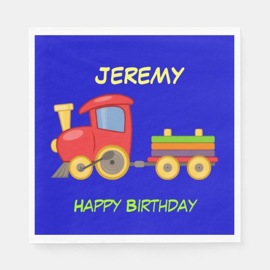Happy Birthday, Toy Train, template Serviette (Vorderseite)