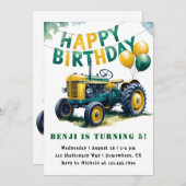 Happy Birthday Tractor Boy Birthday Bash Einladung (Vorne/Hinten)