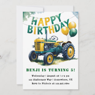 Happy Birthday Tractor Boy Birthday Bash Einladung