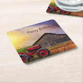 Happy Birthday Tractor und Barn Napkins Rechteckiger Pappuntersetzer (angewinkelt)