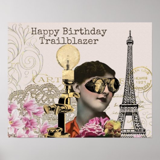 Happy Birthday Trailblazer Steampunk Vintag Poster (Vorne)