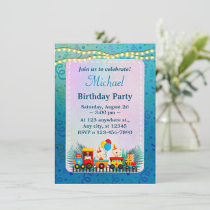 Happy Birthday Train with Niedlicher Tiere Wish Ca