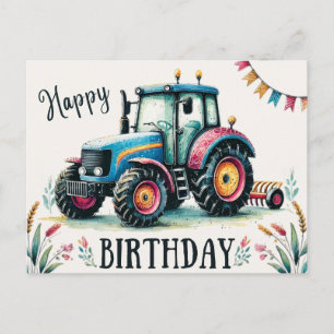 Happy Birthday Traktor Postcard Postkarte