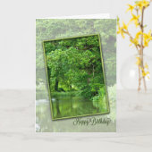 Happy birthday, tranquil river scene karte (Gelbe Blume)