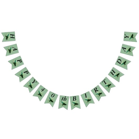 Happy Birthday Transparent Flying Black Crow Green Wimpelkette (Alle)