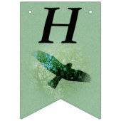 Happy Birthday Transparent Flying Black Crow Green Wimpelkette (Erste Fahne)