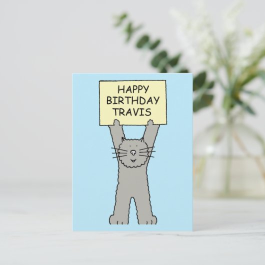 Happy Birthday Travis Postkarte (Stehend Vorderseite)