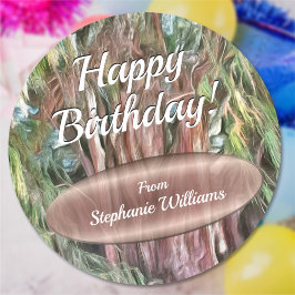 Happy Birthday Tree von Tule Oaxaca OAX1 Runder Aufkleber