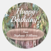 Happy Birthday Tree von Tule Oaxaca OAX1 Runder Aufkleber (Vorderseite)