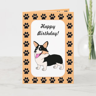 Happy Birthday Tricolor Corgi Karte