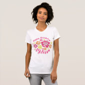 Happy Birthday Tropical Hawaiian Hibiskus Blume T-Shirt (Vorne ganz)