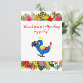 Happy Birthday Tropical Parrot Dankeskarte (Stehend Vorderseite)
