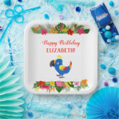 Happy Birthday Tropical Parrot Pappteller (Party)