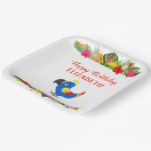 Happy Birthday Tropical Parrot Pappteller (Gewinkelt)