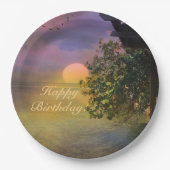 Happy Birthday Tropical Sunset Pappteller (Vorderseite)
