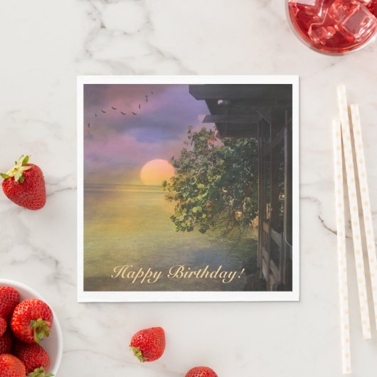 Happy Birthday Tropical Sunset Serviette (Beispiel)