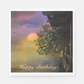 Happy Birthday Tropical Sunset Serviette (Vorderseite)
