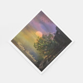 Happy Birthday Tropical Sunset Serviette (Ecke)