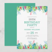 Happy Birthday tropische Blume Rahmen 2 Einladung (Vorne/Hinten)