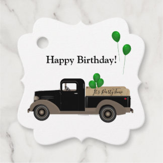 Happy Birthday Truck Balloons Gift Fvor Tags Geschenkanhänger