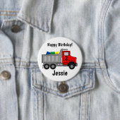Happy Birthday Truck Personalize Boy's Name Age Button (Beispiel)