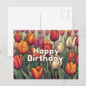 Happy Birthday Tulip Blume Postkarte (Vorne/Hinten)