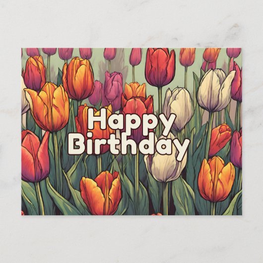 Happy Birthday Tulip Blume Postkarte (Vorderseite)