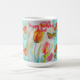Happy Birthday Tulip Orange Poppy Frauen Name Tass Kaffeetasse