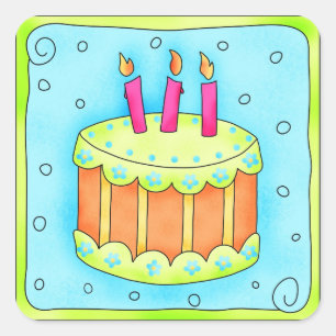 Happy Birthday Türkis Cake Sticker Dritter