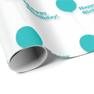 Happy Birthday Türkise Balloons Wrapping Paper Geschenkpapier