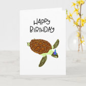 Happy Birthday Turtle Card Karte (Gelbe Blume)