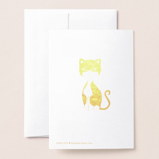 Happy Birthday Tuxedo Cat Golden Folienkarte (Rückseite mit Umschlag)