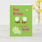 Happy Birthday Twins Karte (Gelbe Blume)