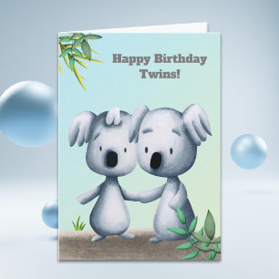 Happy Birthday Twins Koala Bären Cartoon Karte