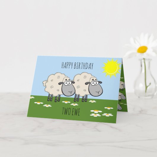 Happy Birthday Two Ewe Karte (Kleine Pflanze)