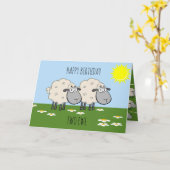 Happy Birthday Two Ewe Karte (Gelbe Blume)