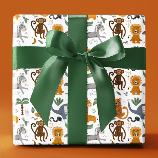 Happy Birthday Two Wild Niedlich Safari Tiere Geschenkpapier