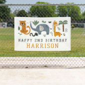 Happy Birthday Two Wild Safari Tiere Kinder Banner (Insitu)