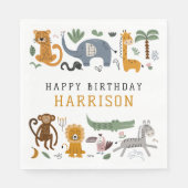 Happy Birthday Two Wild Safari Tiere Kinder Serviette (Vorderseite)