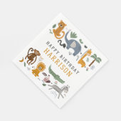 Happy Birthday Two Wild Safari Tiere Kinder Serviette (Ecke)