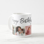 Happy Birthday Typografie 5 Foto Collage Kaffeetasse (Vorderseite Links)