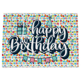 Happy Birthday Typografie  Große Geschenktüte