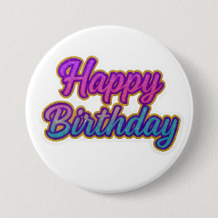 Happy Birthday Typografy Design in Pink, Lila a Button