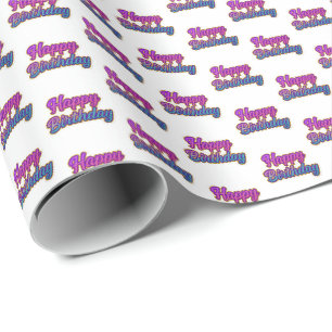 Happy Birthday Typografy Design in Pink, Lila a Geschenkpapier